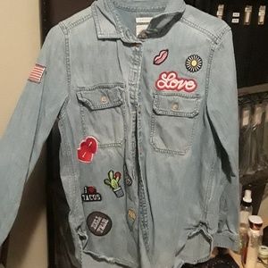 American eagle patchwork button up